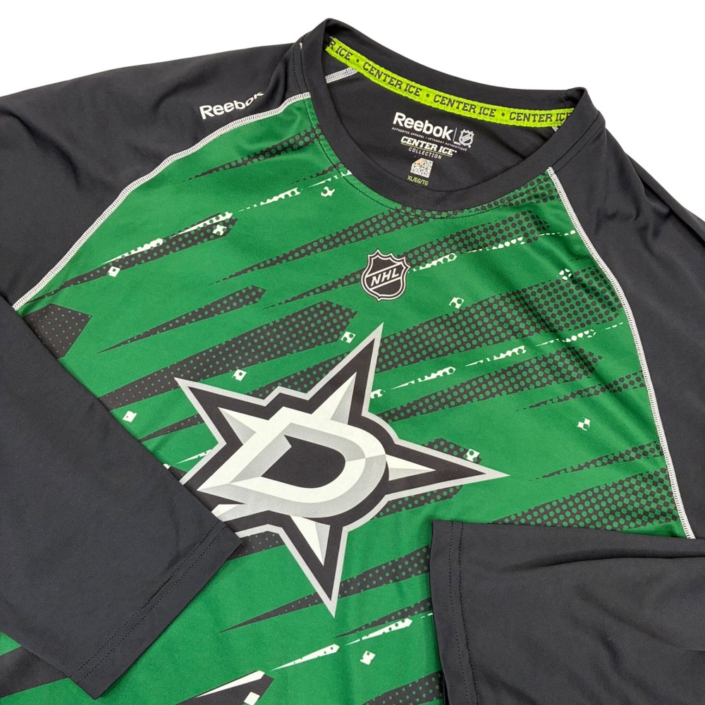 Reebok Dallas Stars NHL Mens XL Green Black Center Ice PlayDry Performance Shirt